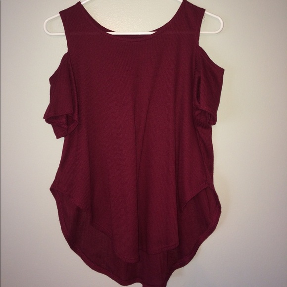 Maroon Off-Should Shirt - Picture 1 of 3