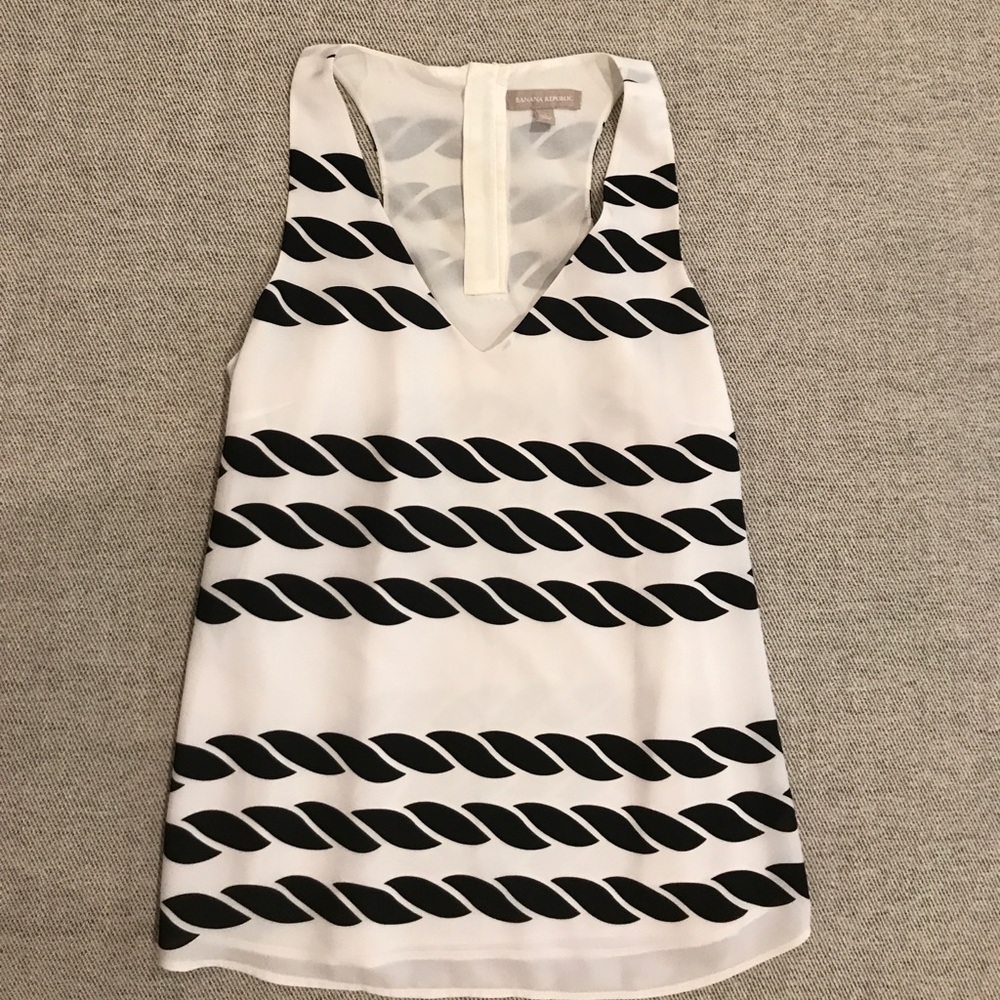 White with black rope detail top