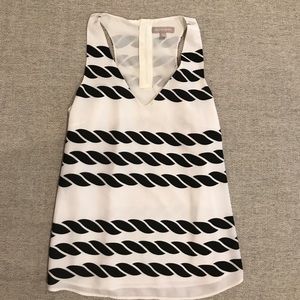 White with black rope detail top