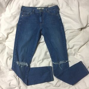 Topshop MOTO Blue Ripped Leigh Jeans