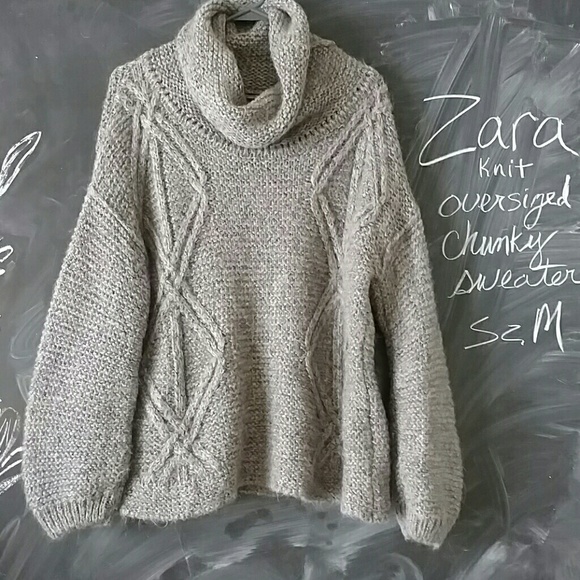 Zara Sweaters - Zara Knit Oversized Sweater Gray Sz M