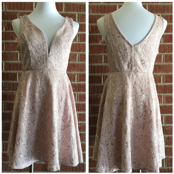 Pink dark blush sequined holiday Christmas dress - Picture 5 of 7