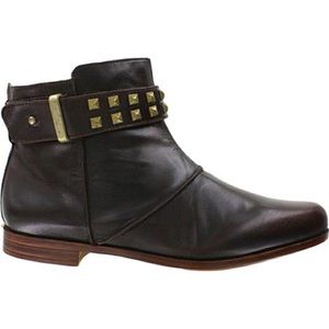 Earthies "Treano" Studded Black Leather Booties