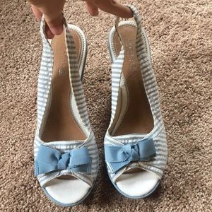 Seersucker, cork wedges