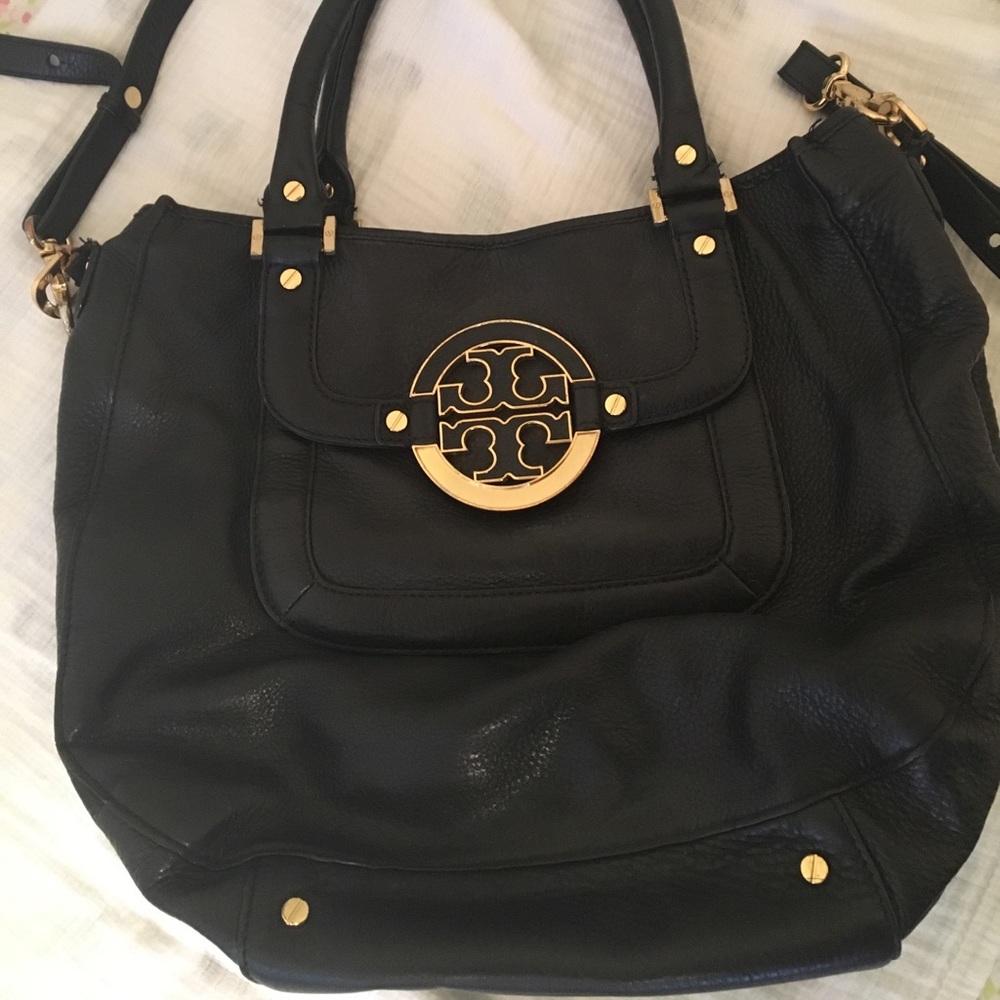 Tory Burch black leather hobo purse