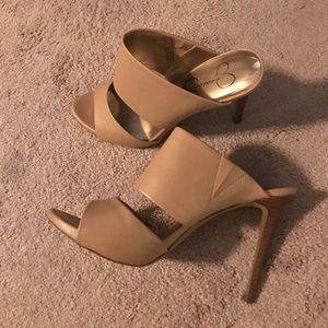 Jessica Simpson tan slide on heels size 9 1/2