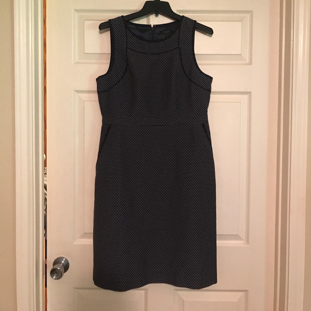 J.Crew Sheath Dress in Navy Polka Dot