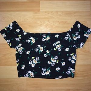 Black Floral Crop Top