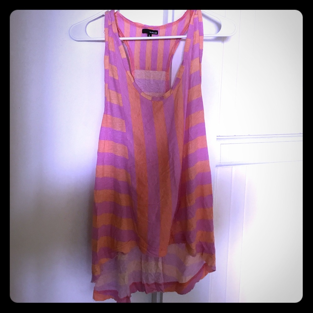 🌺HURLEY Coral & Lavender Striped Tank🌺