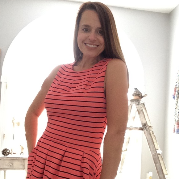 Orange/Black Striped Mossimo Knee Length Dress - Picture 1 of 3