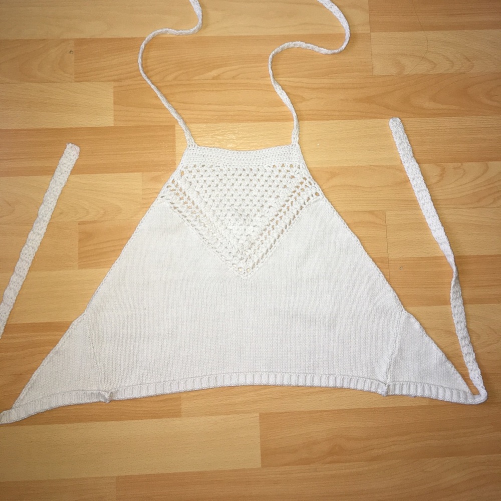 Beige Kendall and Kylie Kit Tie Crop Top