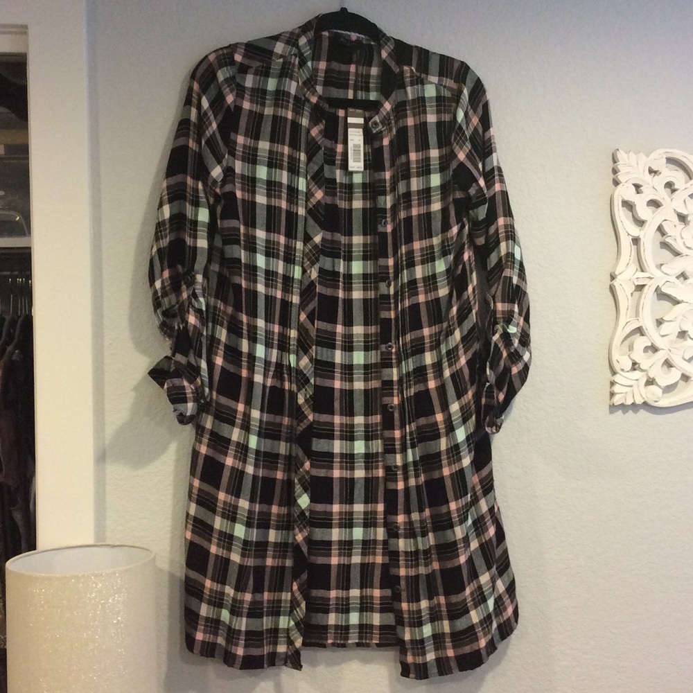 NWT Plaid maxi shirt/dress