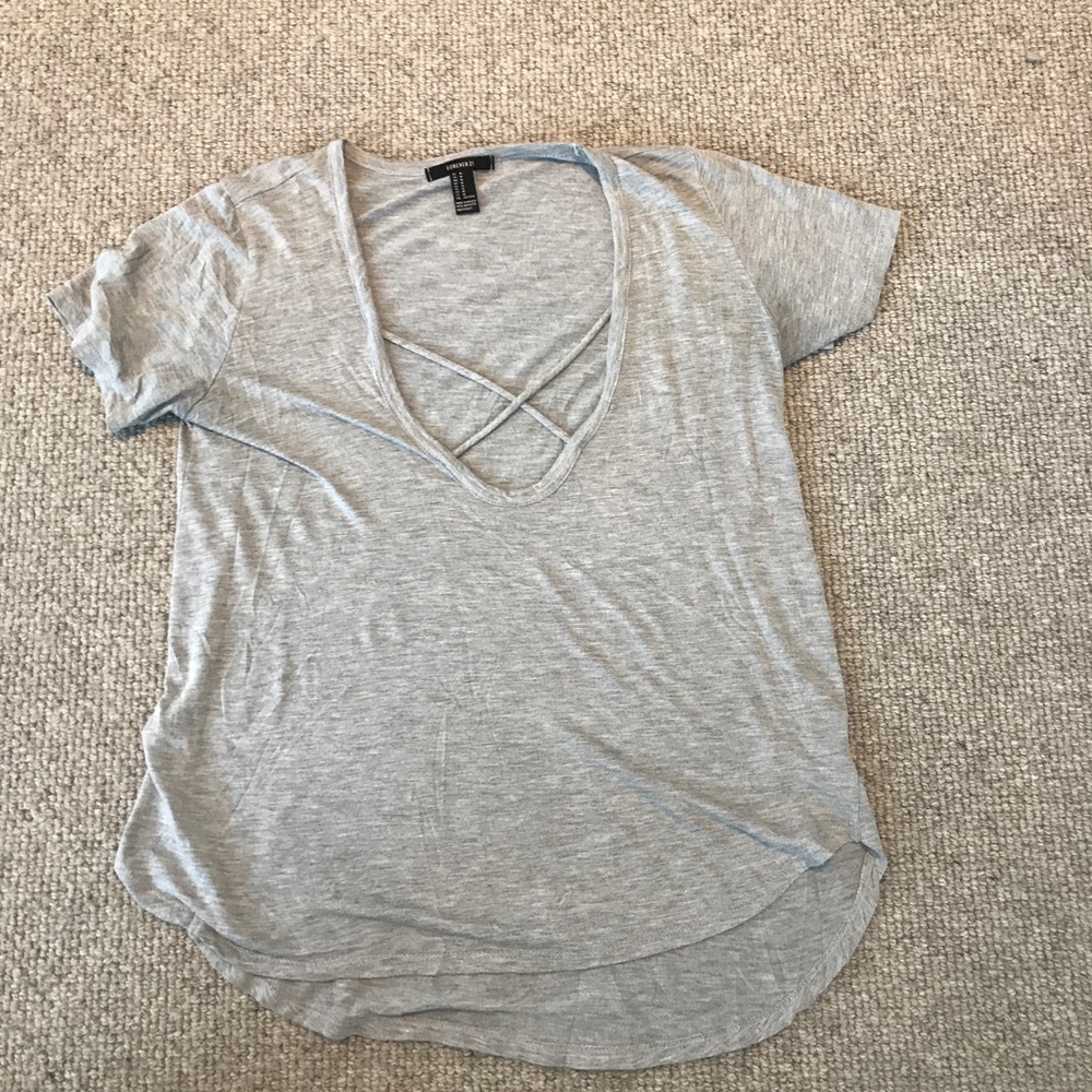 Grey Cross Front T-Shirt