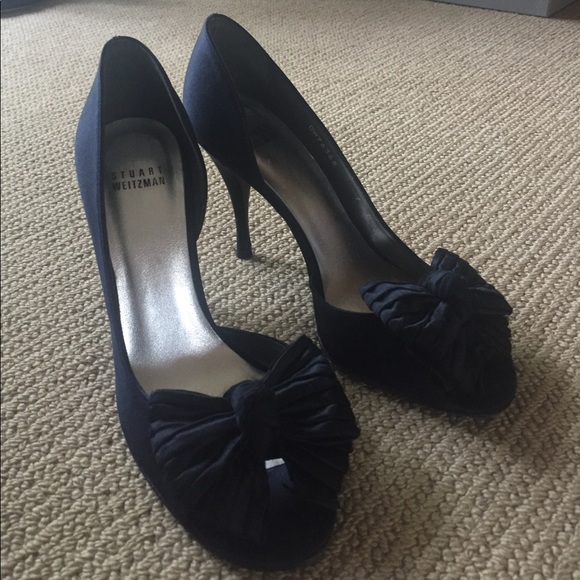 Stuart Weitzman Shoes - STUART WEITZMAN black silk heels size 7