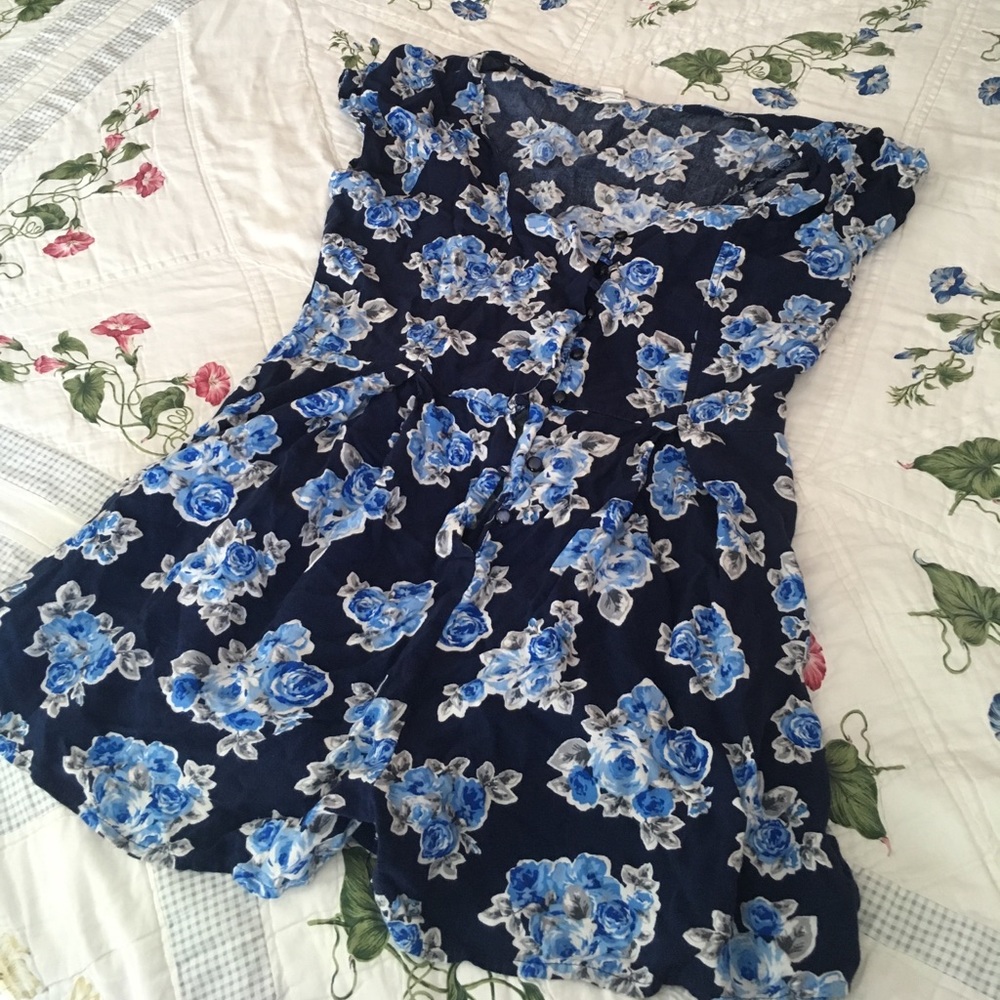 Blue floral romper