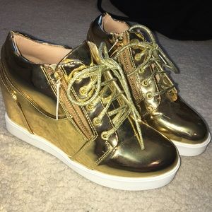 Gold bootie sneakers