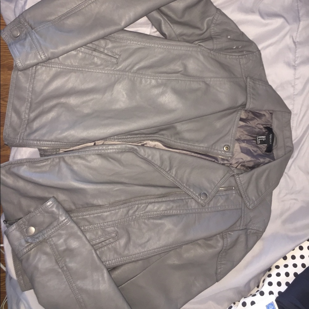 Grey fake leather jacket