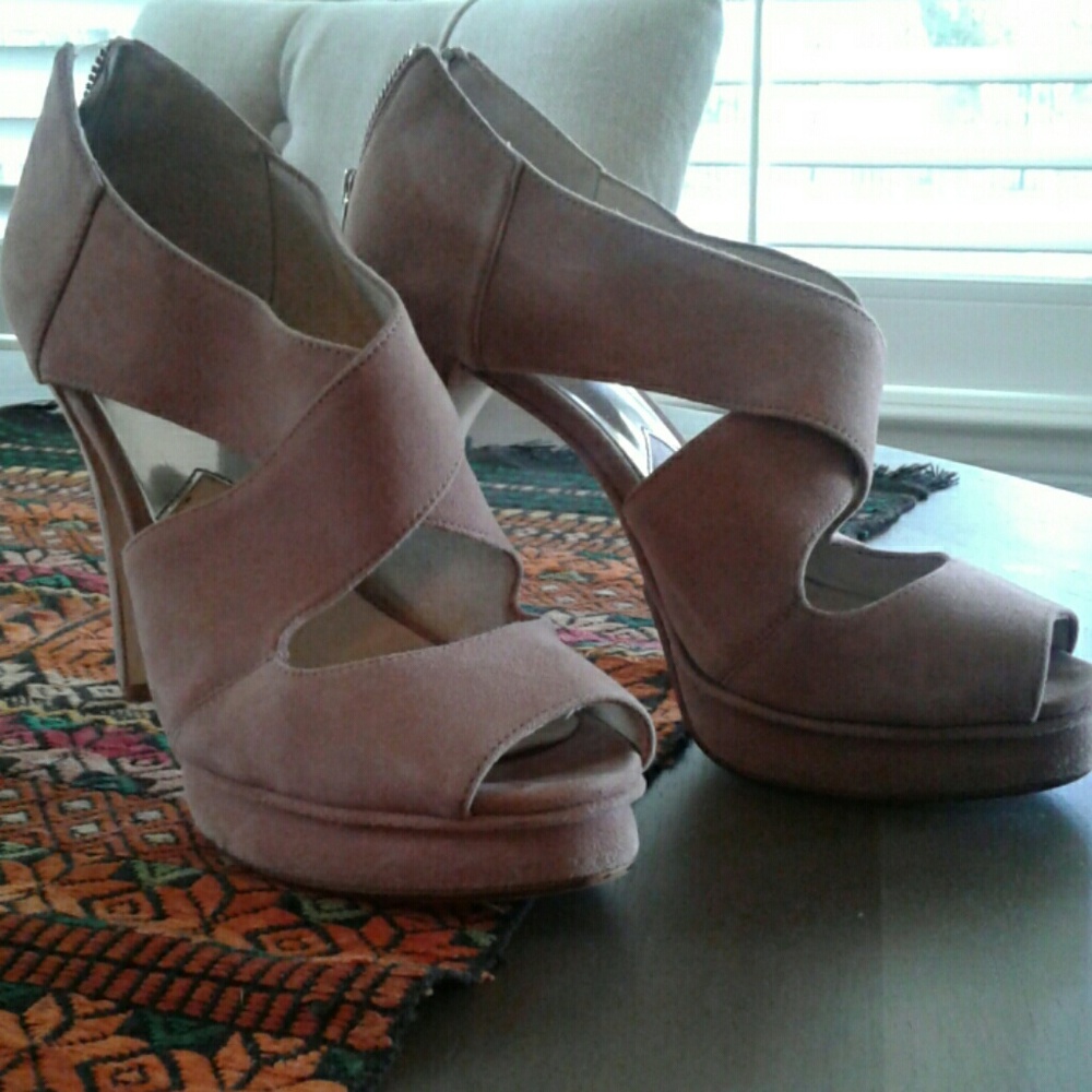 Rose suede heels