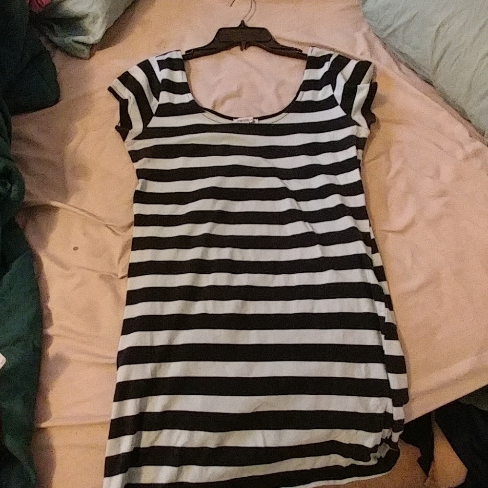 Blue and black stripped fitted dress