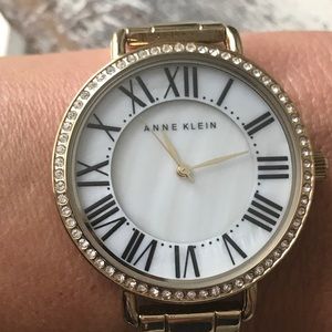 Anne Klein Gold Watch w Crystal Accent
