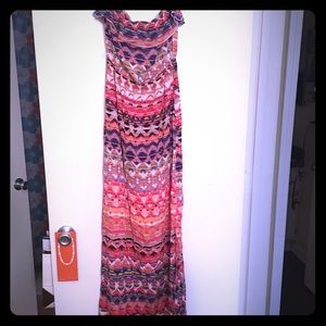 Tribal strapless maxi