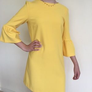 Zara Yellow Bell Sleeve Midi Dress