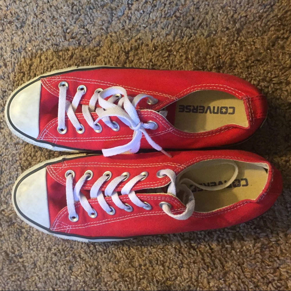 Red Converse low tops