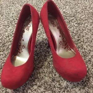 Suede red heels