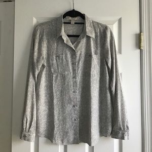 Silver & white Loft blouse.