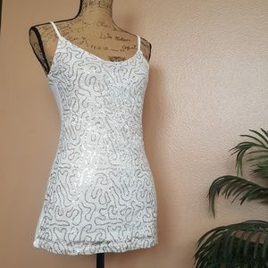 My sparkly white lace tank top