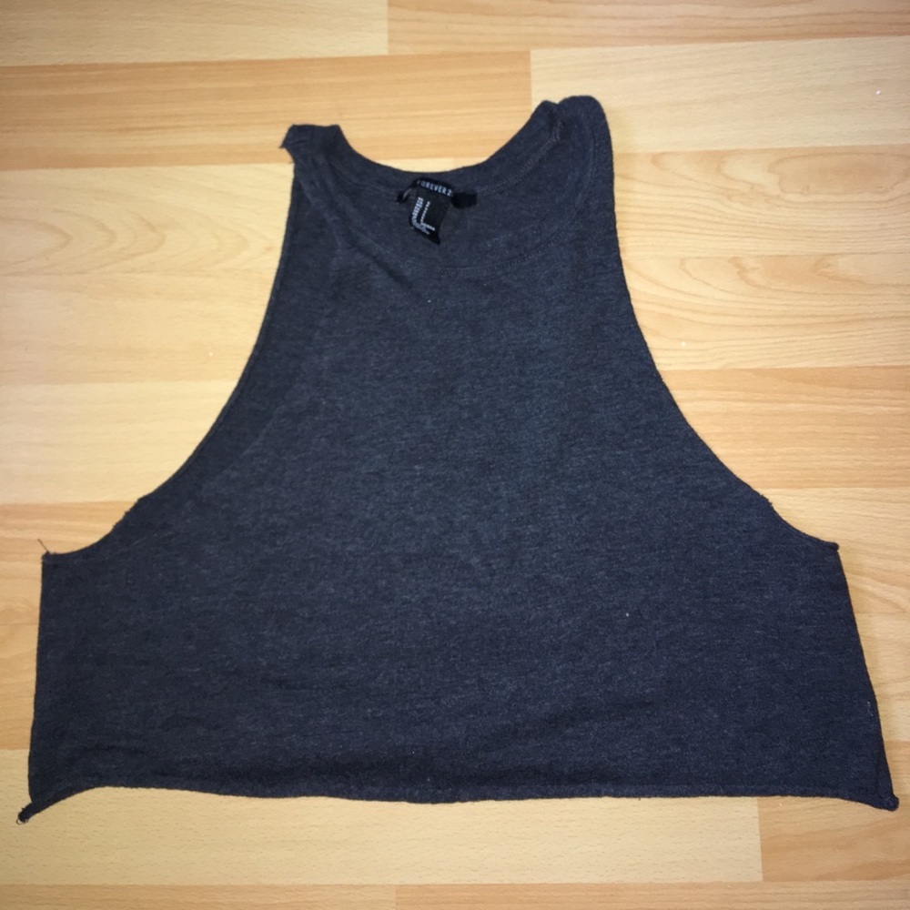 Gray Cropped Muscle Top