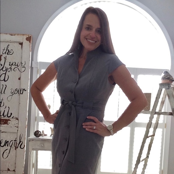 Calvin Klein Polyester Pinstripe Dress - Picture 1 of 4