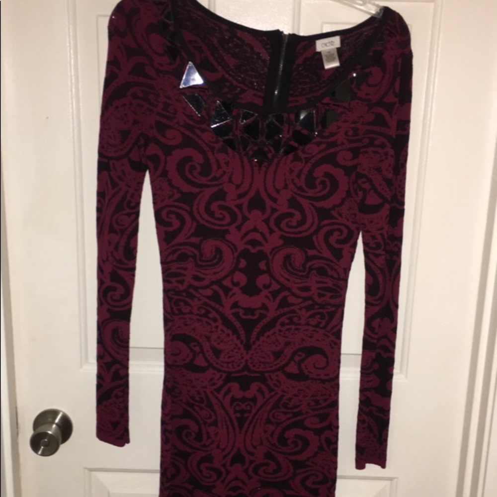 Cachè Maroon and black bandage dress- worn 1x