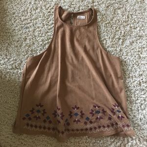 Suede, light brown tank top