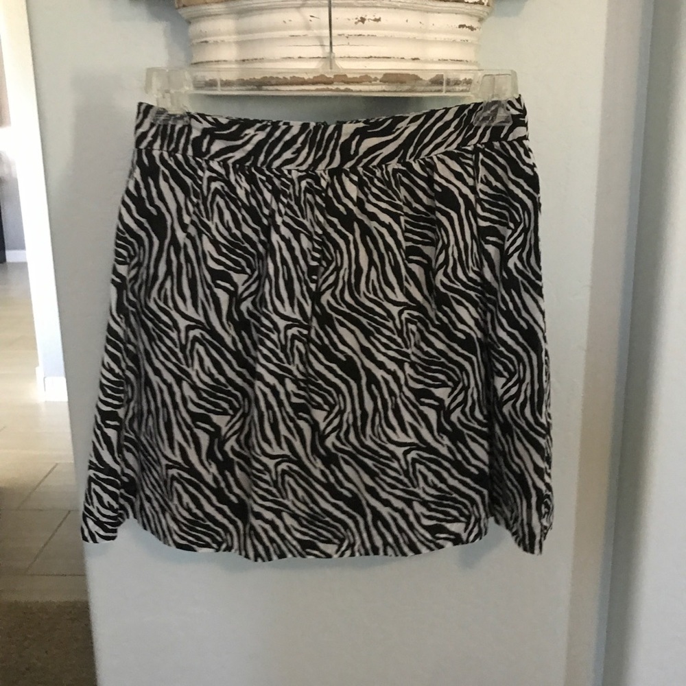Zebra print linen skirt