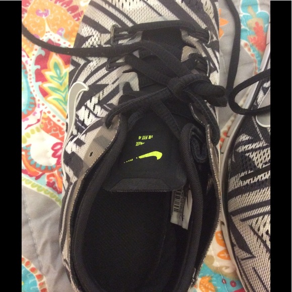 Black and Grey Chevron Nike Free Run Sneakers - Picture 3 of 6