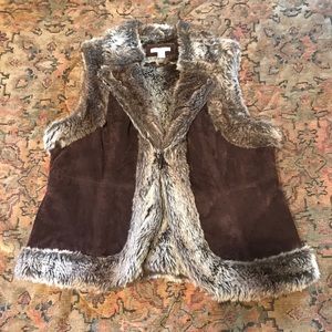 Dress Barn Fur Trim Vest
