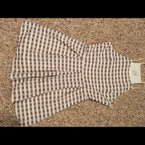 White and navy check spaghetti strap dress S