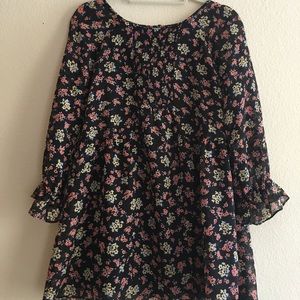 Long Sleeve Polyester Floral Top