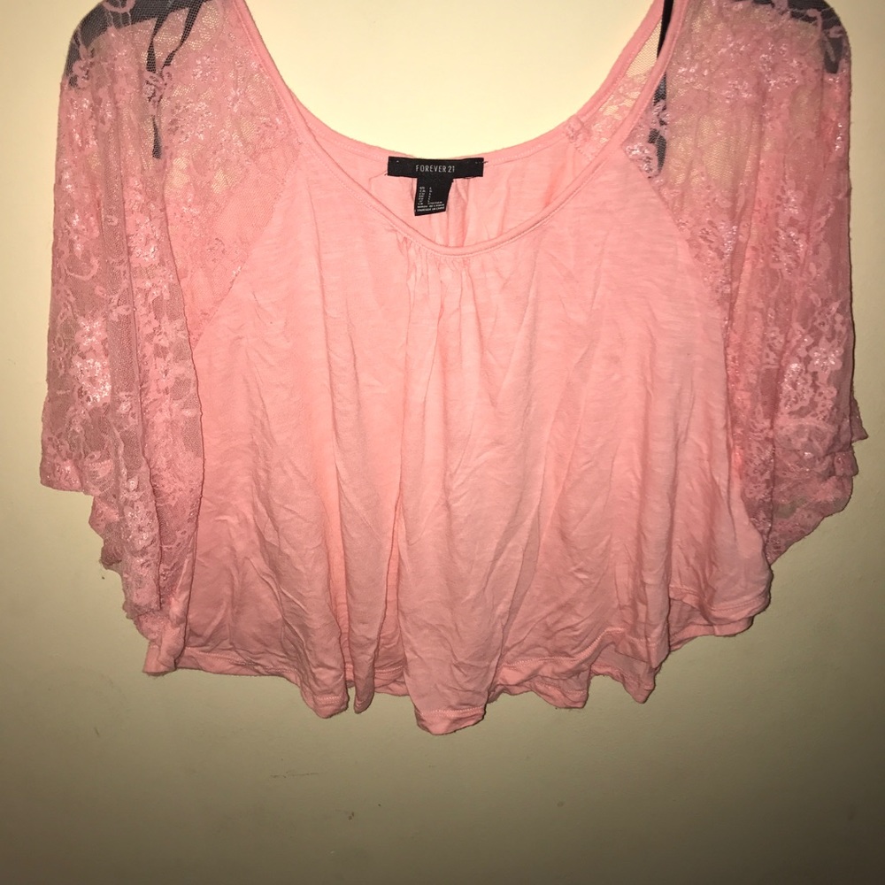 Forever 21 pink lace short sleeve (Large)