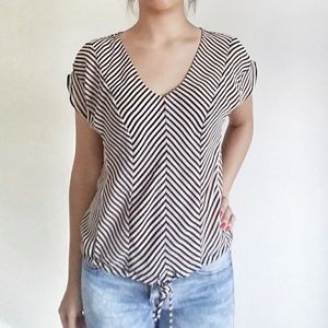 Charlotte Russe Sheer Stripe Top Drawstring