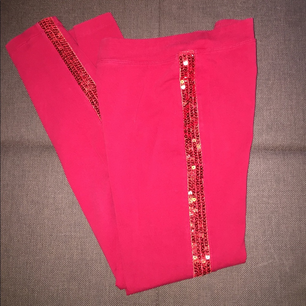 red sequin leggings