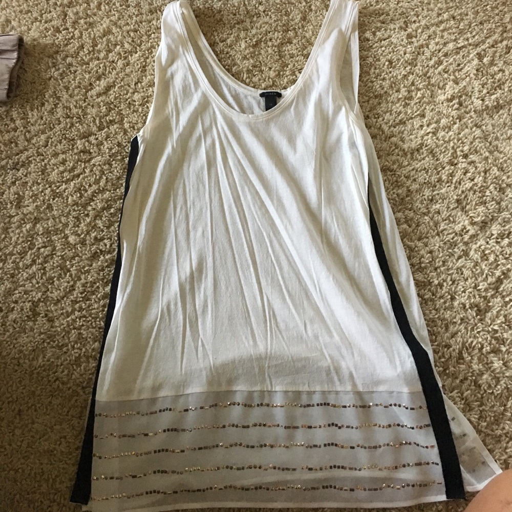Beaded, black lined, white jcrew tank!