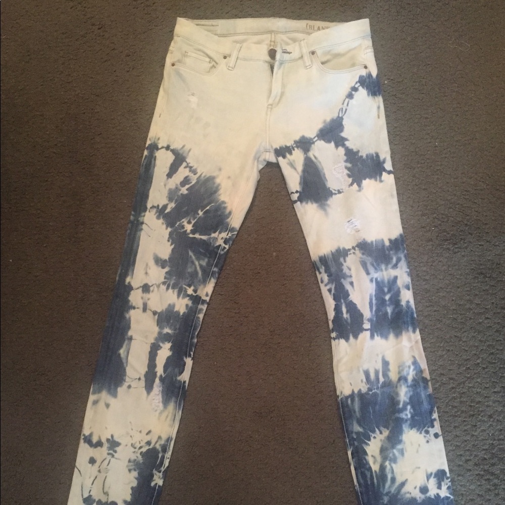 Hand bleached blank denim jeans