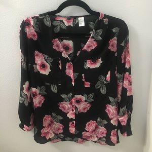 H&M Print Rose Blouse - Size 6 