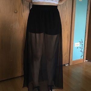 Black Shorts with Mesh Skirt