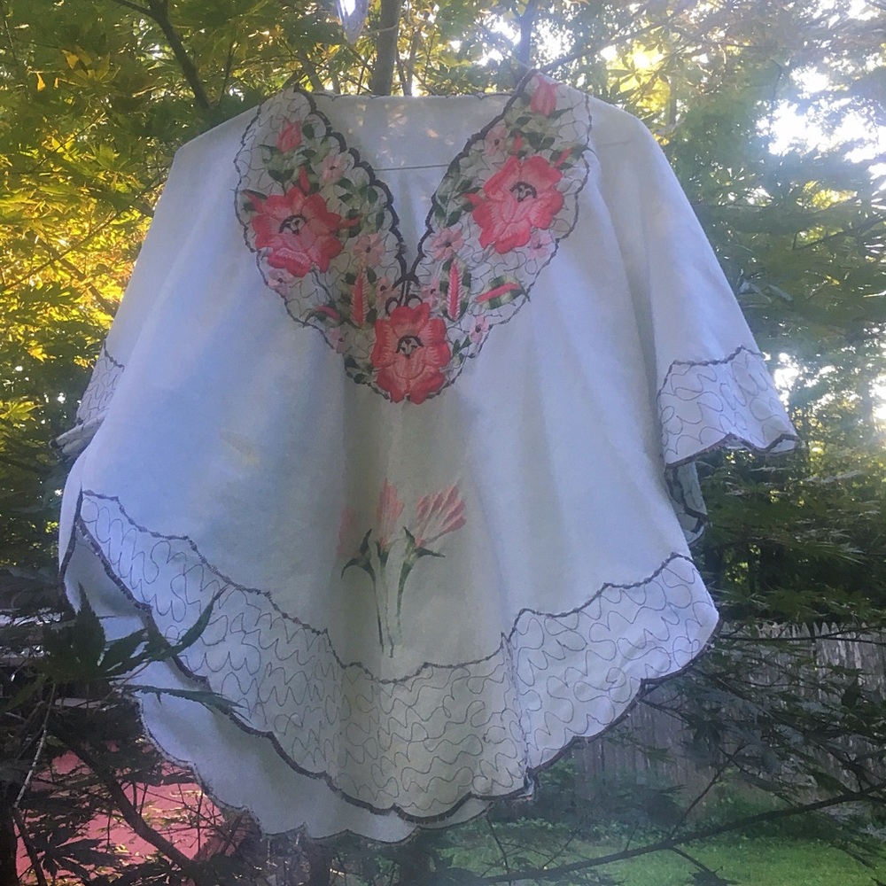 Handmade embroidered 1970's blouse