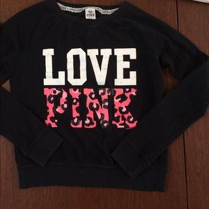 LOVE PINK crew neck with pink leopard print