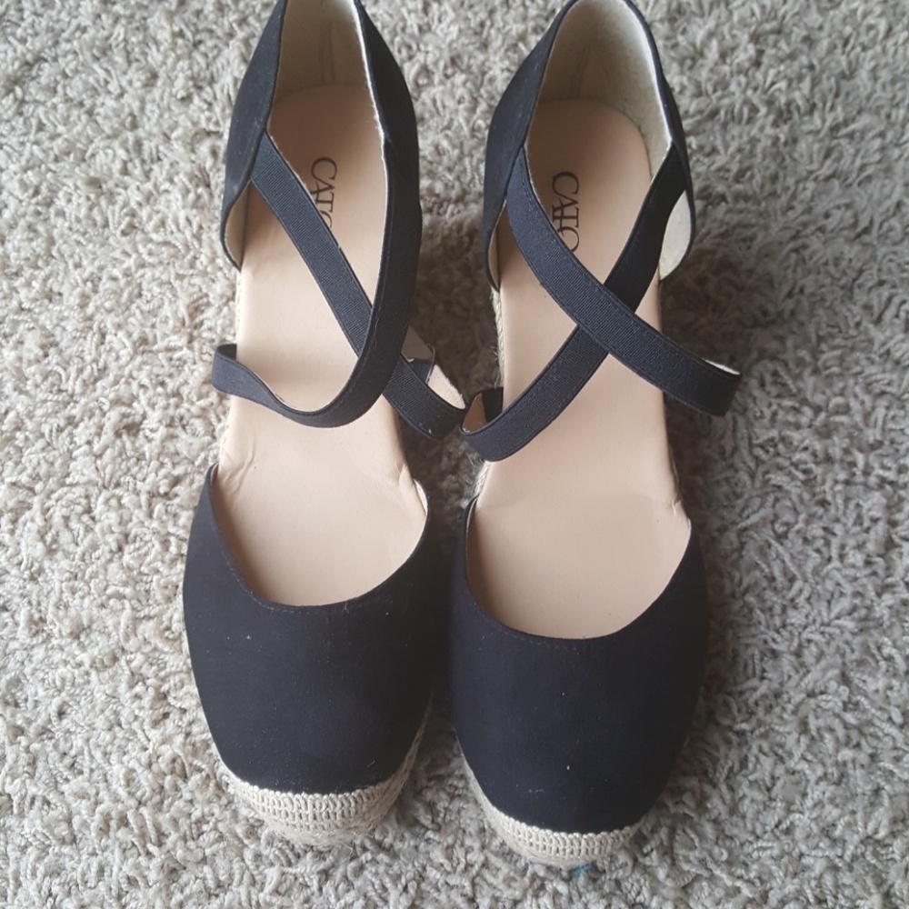 Black wedge espadrilles-NWOT