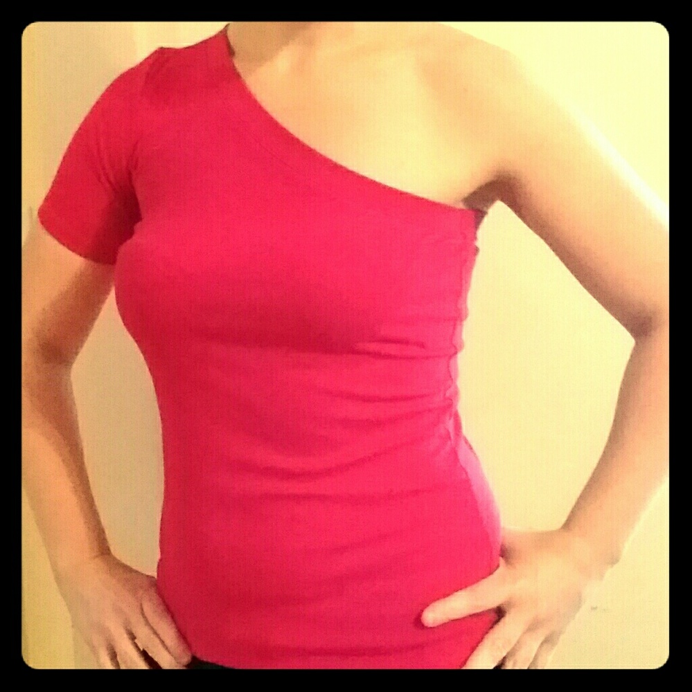 Ann Taylor One Shoulder Pink Top